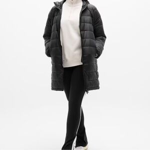 Athleta Black Long Puffer Jacket
